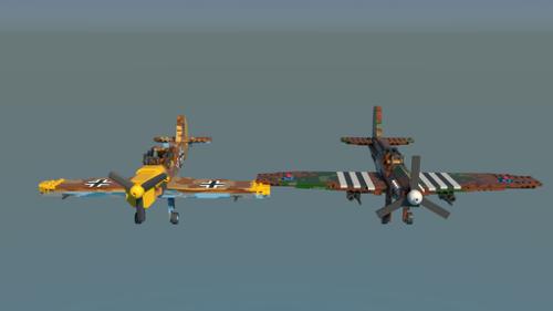 Lego Messerschmitt and Spitfire rigged preview image